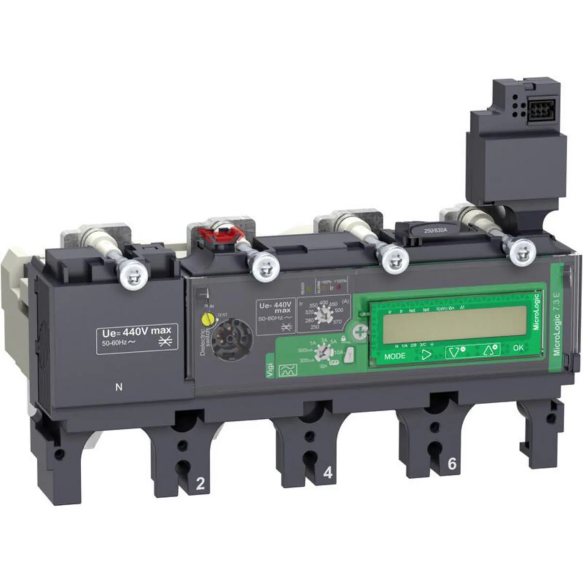 Kompaktikatkaisijan suojarele Schneider Electric ComPactT MicroLogic 4P 7.3E VIGI 400A