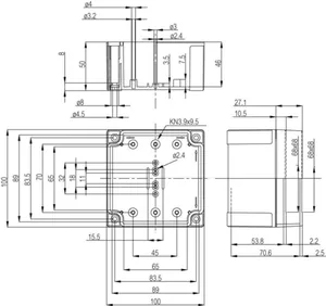 Asennuskotelo ABS Fibox MNX 100x100 - ASENNUSKOTELO ABS FIBOX ABS 95/75 HG
