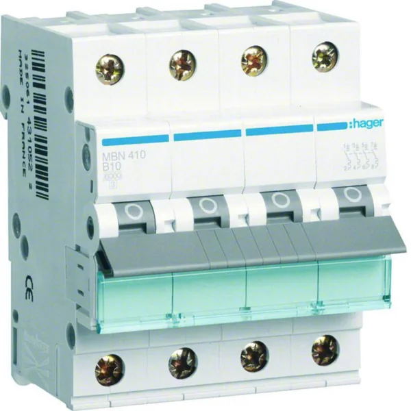 Johdonsuojakatkaisija Hager MBN410 4x10A B-KÄYRÄ 6kA