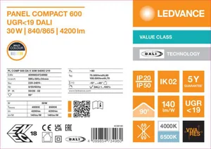 Moduulivalaisin Ledvance Panel Value - MODUULIVALAISIN PANEL VALUE PL COMP 600 30W 840865 MP DALI