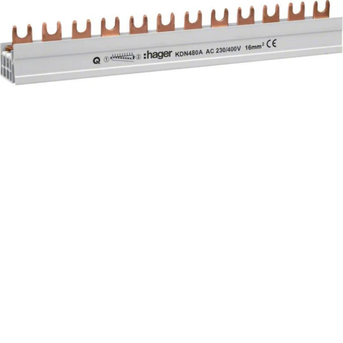 Virtakisko Hager haarukka 4-napainen KDN480A 4-NAP. 80A 12 MOD