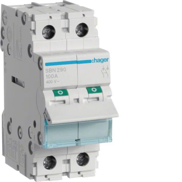 Modulaariset kuormankytkin Hager 2-napainen SBN290 0-1 2N 100A 400VAC DIN