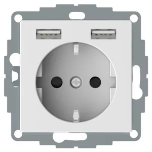 Pistorasia Schneider Electric Exxact 1-osainen + 2 x USB - PISTORASIA + USB EXXACT 1-PR + 2X USB LATAUS 2.4 VAL