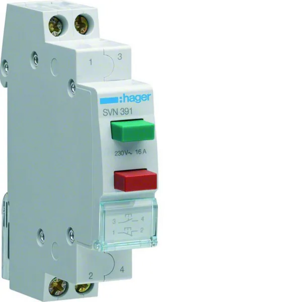 Painike Hager SVN391 2-PAIN 1S+1A 230VAC