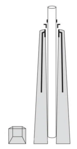 Pylväsjalusta (kiinnitys muovilukitusrenkaalla) Lujabetoni RBJ-A1,A2,A3 RBJ-A1 (38-50. 60.3MM. 1-3M