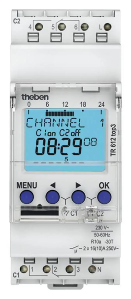 Kellokytkin digitaalinen Theben TR612 Top3 - KELLOKYTKIN DIGITAALINE THEBEN TR 612 TOP3