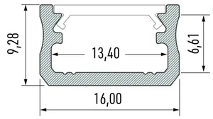 LED-alumiiniprofiili Perel NTA - LED-PROFIILI PEREL NTA PINTA-AS. 202CM ALUMIINI