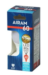 Vakiolamppu Airam Led A60 pahvipakkaus - VAKIOLAMPPU AIRAM LED A60 840 806lm E27 OP