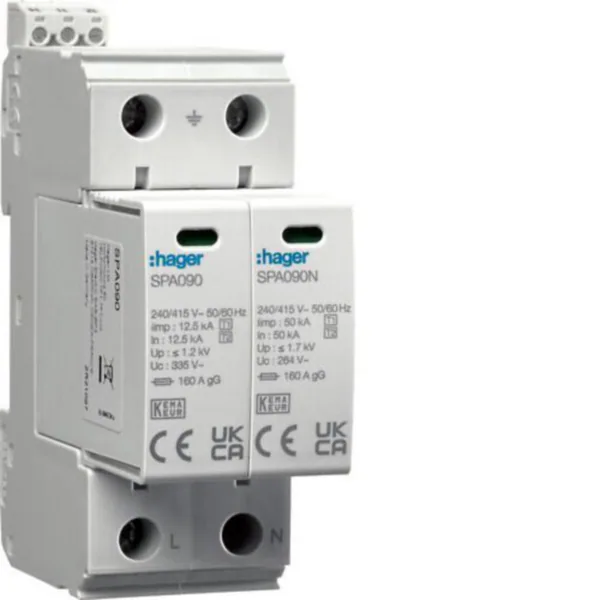 Ylijännitesuoja kiinteistö Hager SPA911 2N T1+T2 1.2KV 25KA HÄL