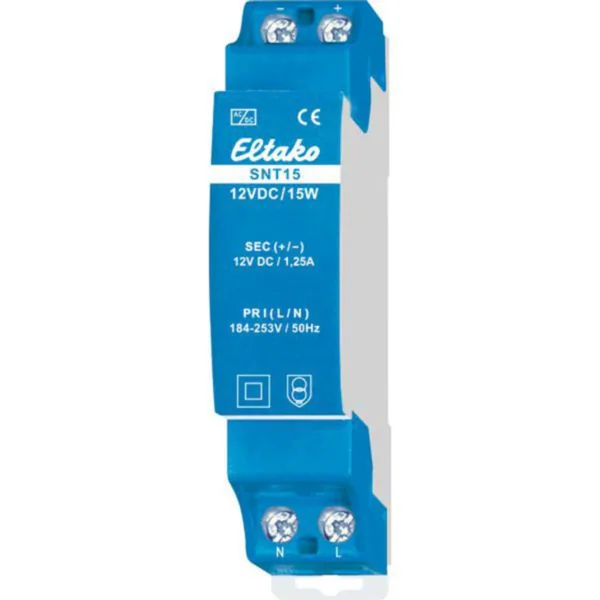 Teholähde Eltako Sarja 15 12V DC/15W, DIN-KISKOON
