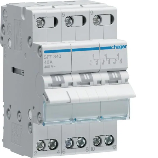 Vaihtokytkin Hager 1-0-2 SFT340 3N 40A 400VAC