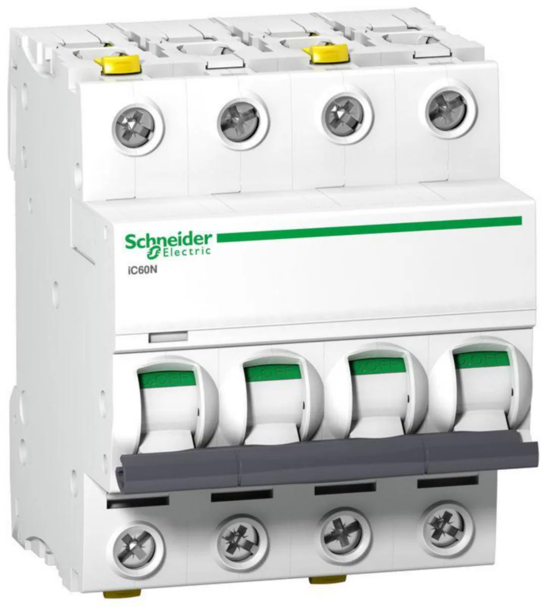 Johdonsuojakatkaisija Schneider Electric Acti 9 C-käyrä 4-nap 6kA IC60N 4P C2A