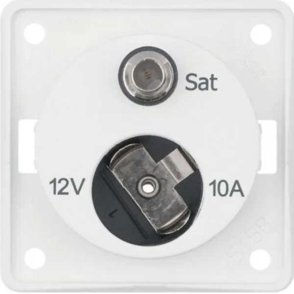 Pistorasia Hager Integro Flow 1AP/10A/12V +SAT IEC white