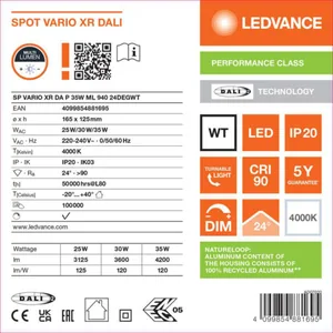 Alasvalo Ledvance Spot Vario - ALASVALO LEDVANCE SP VARIO XR 35W 940 24D DALI