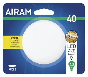 Kohdelamppu Airam Led OP KM75 blisterpakkaus - KOHDELAMPPU AIRAM LED KM75 827 470lm GX53 OP