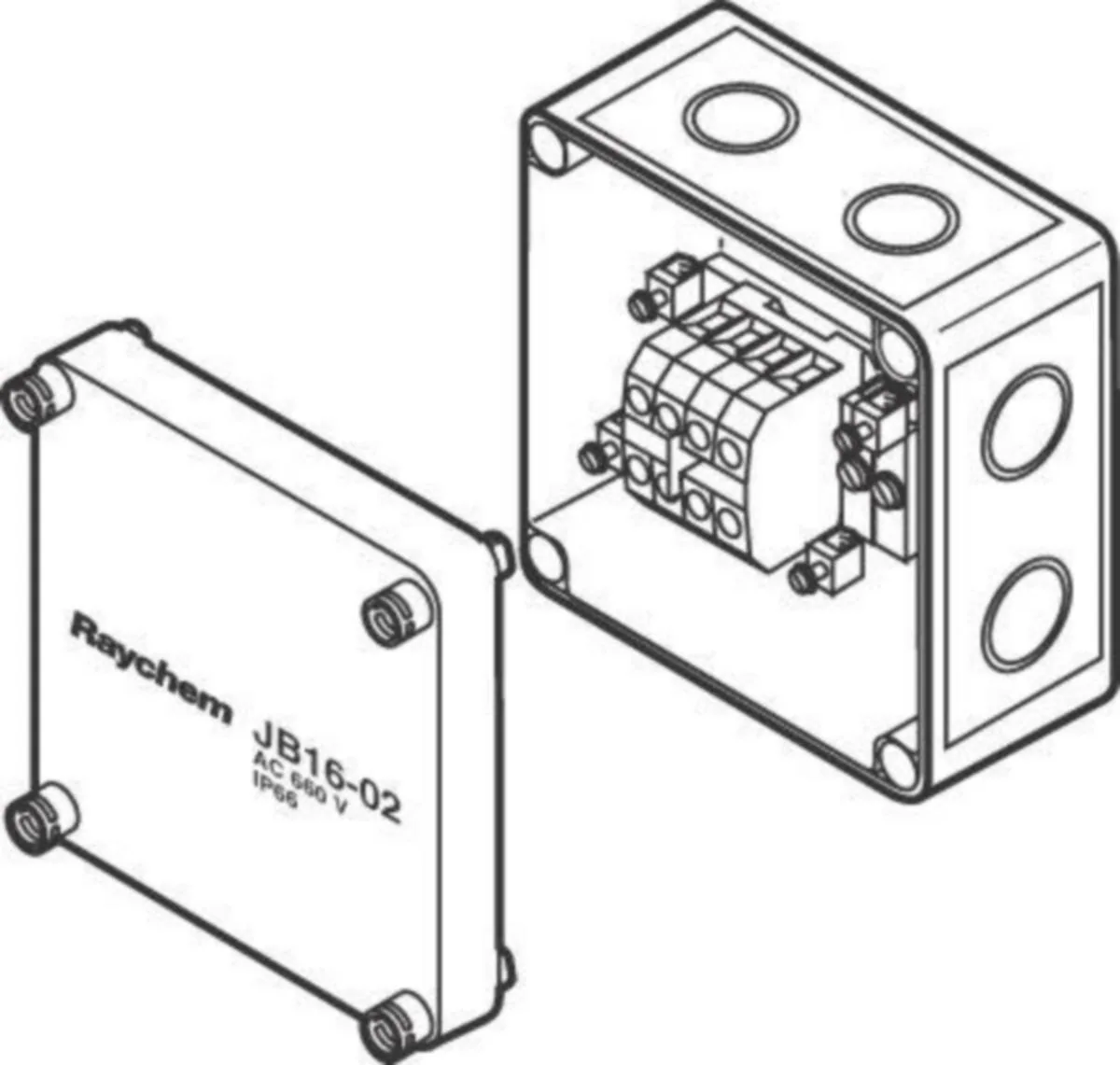 Kytkentärasia Raychem JB16-02 - KYTKENTÄRASIA RAYCHEM JB16-02 SIS RIVILIITTIMET IP65