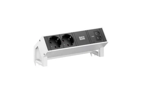 Pistorasiapaneelit DESK 2 Bachmann 2X PR +USB C/C 45W HAR