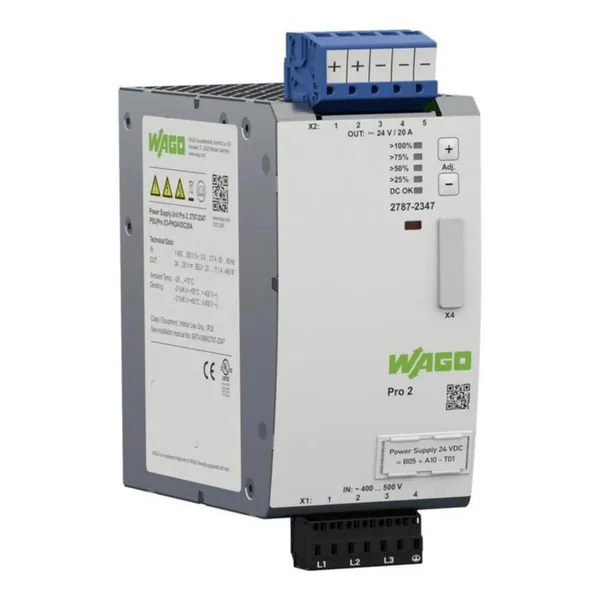 Teholähde Wago Pro 2 24 VDC 20 A, 3-VAIHE