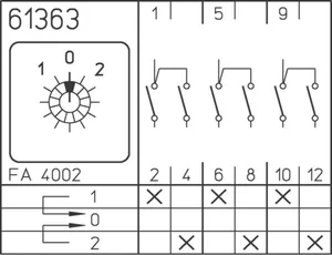 Nokkakytkin vaihto Sälzer P220 1-0-2 - NOKKAKYTKIN VAIHTO SÄLZER P220 1>0<2 3N 20A 4-PISTE