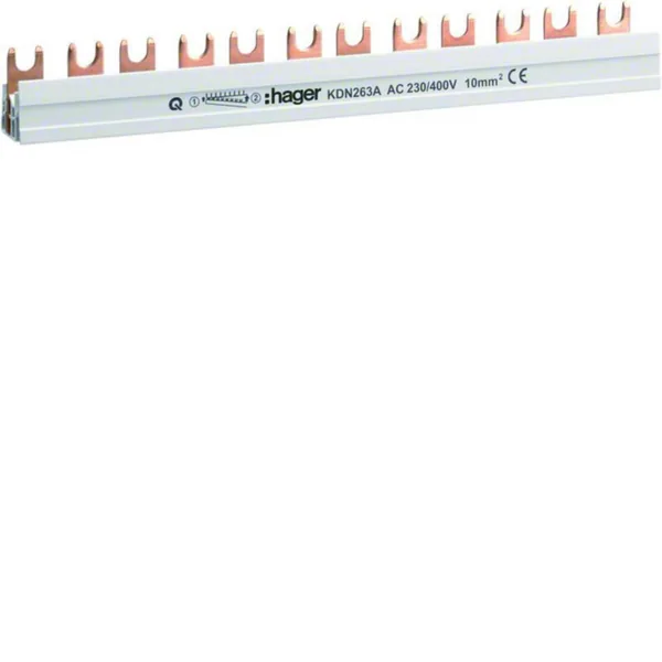 Virtakisko Hager haarukka 2-napainen ASENNUSTARVIKE QUICKCONNECT KDN263A 63A 12 MOD