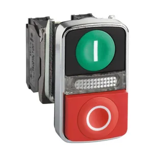 Kaksoiskytkin ja merkkivalo Schneider Electric Harmony XB4 - KAKSOISPAINIKEKALUSTE HARMONY XB4BW73731M5 JA MERKKIVALO