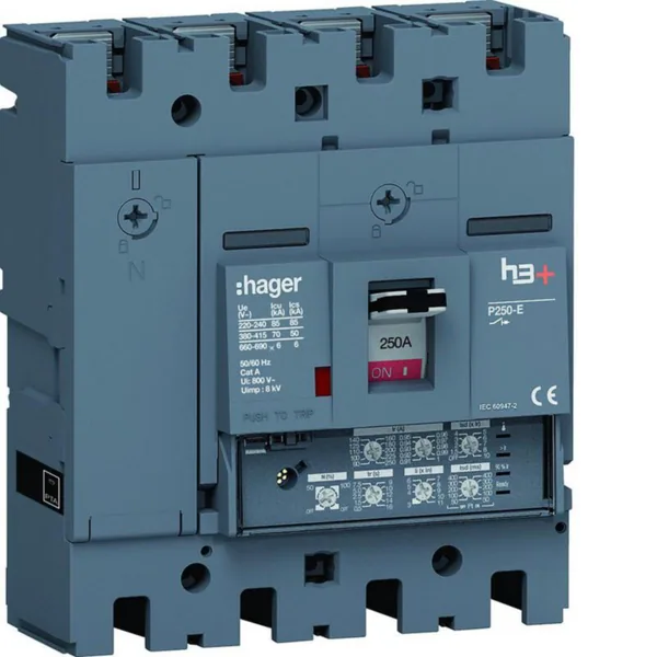 Kompaktikatkaisija Hager h3+ LSI P250 4N 250A 70KA