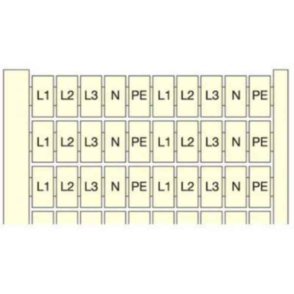 Johdinmerkki TE / ABB Entrelec -liittimet 5MM, 20X (L1,L2,L3,N,PE), HOR