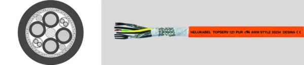 Ohjauskaapeli taipuisa Helukabel Topserv® 121 PUR TAIP. TOPSERV (4G0,75+(2X0,5