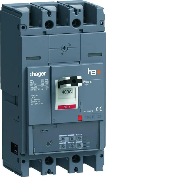 Kompaktikatkaisija Hager h3+ LSI P630 3N 400A 70KA