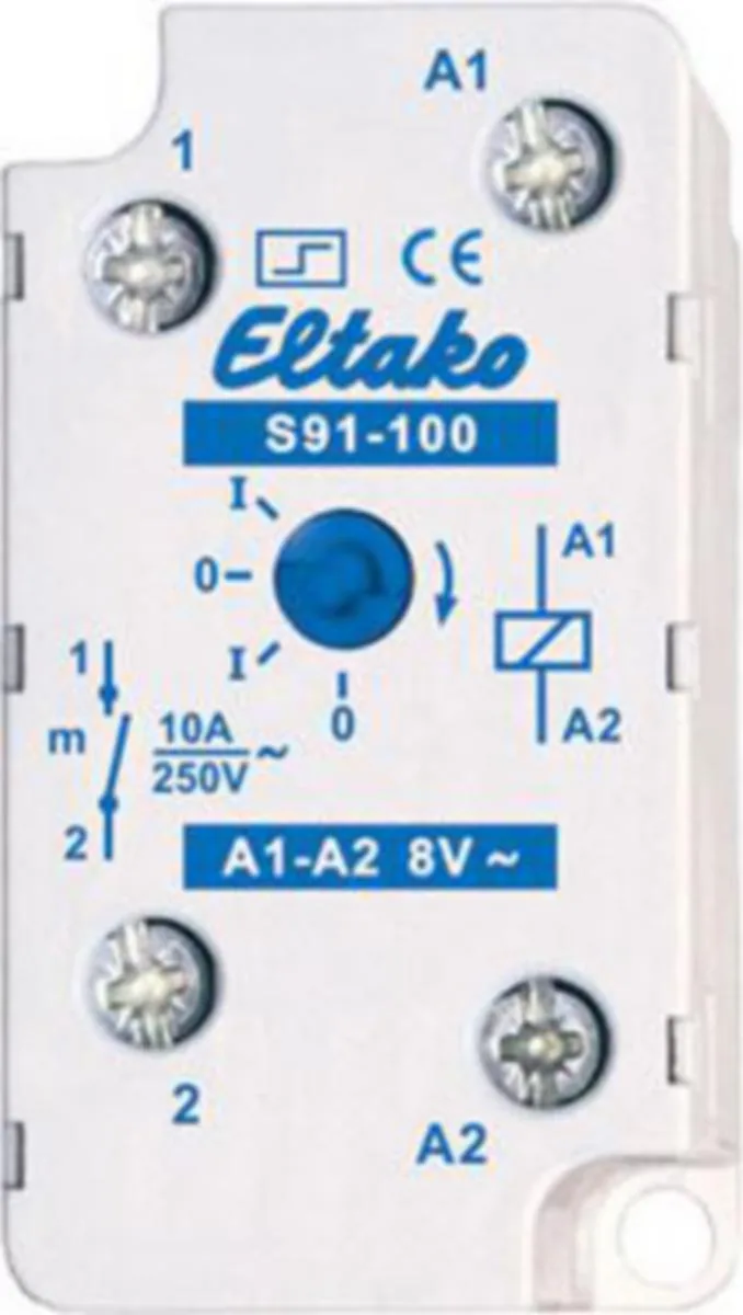 Sysäysrele Eltako S91-100-8V - SYSÄYSRELE 1S,10A/8VAC,RASIA