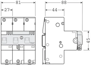 Selektiivinen johdonsuoja Hager 3-napainen - JOHDONSUOJAKATKAISIJA HAGER HTN332E 3x32A E-KÄYRÄ 25kA SEL