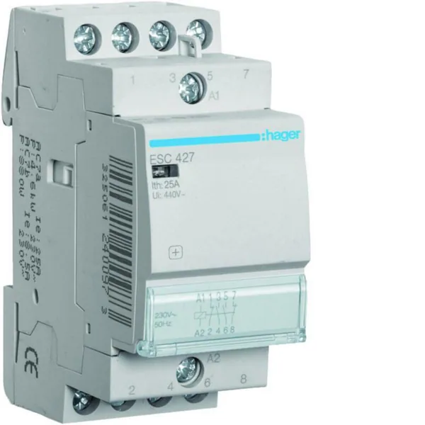 Kontaktori Hager ESC427 2s+2a 25A k.230VAC
