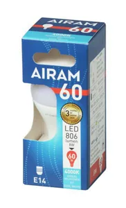 Pienkupulamppu Airam Led OP45 pahvipakkaus - PIENKUPULAMPPU AIRAM LED P45 840 806lm E14 OP