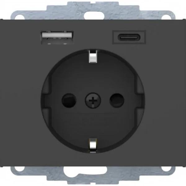 Pistorasia Hager Schuko/USB 1S/16A/IP20 USB A+C UKJ ANT