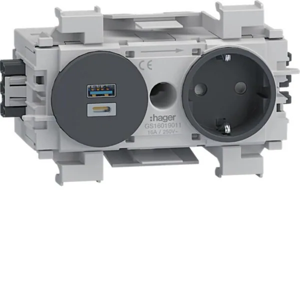 Kanavapistorasia Hager Ecoline PR+USB, GS1601 PR + USB A-C HF MUS