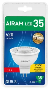 Kohdelamppu Airam Led - KOHDELAMPPU AIRAM LED MR16 827 207LM GU5.3 12V 36D