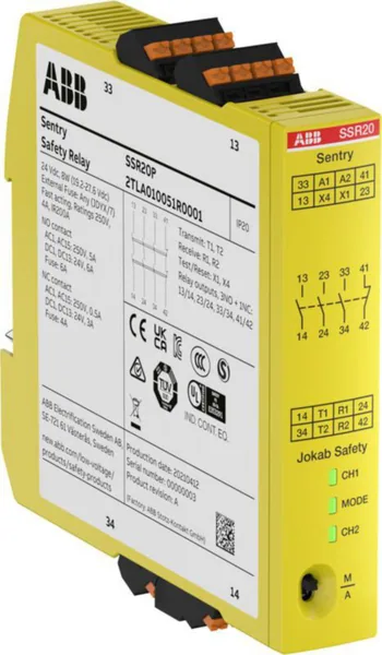 Turvarele ABB Jokab Safety Sentry SSR20P, PUSH-IN