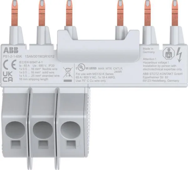 Virtakisko ABB MS116/132 65A, 2X + 1 APUKOSK