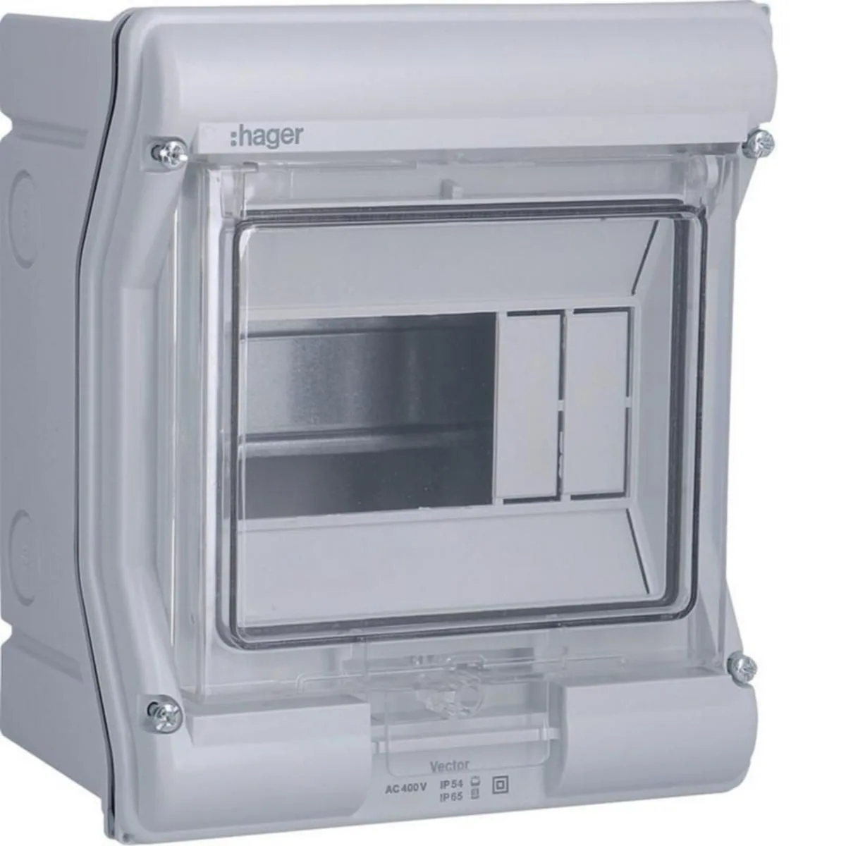 Moduulikotelo pinta PC Hager Vector IP54 VE106N 1x4/6MOD PS/PC – harmaa