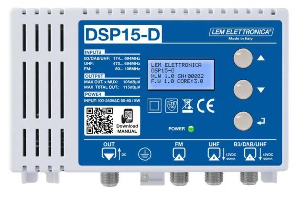 Päävahvistin Laatuantenni Lem Elettronica 1XUHF+1XFM+1XDAB/BIII/UHF