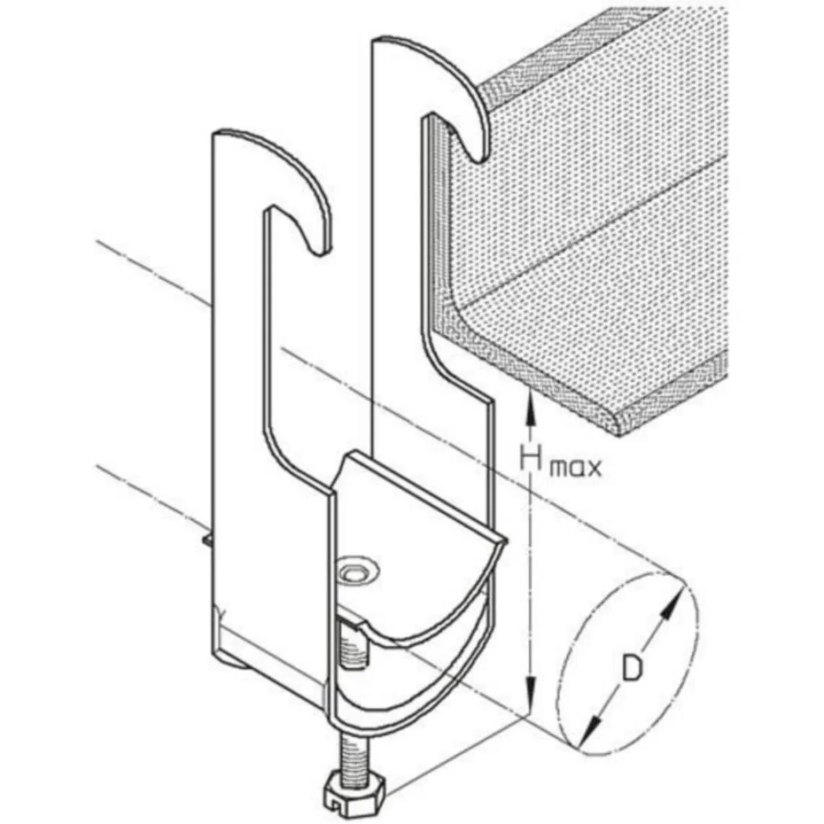 Kaarikiinnike PUK L-kiskolle K52S Ø48-52/HMAX=90MM AL