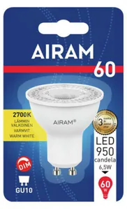 Kohdelamppu Airam Led PAR16 blisterpakkaus - KOHDELAMPPU AIRAM LED PAR16 827 425LM GU10 36D DIM