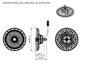 Syväsäteilijä Philips Ledinaire highbay - SYVÄSÄTEILIJÄ LEDINAIRE HIGHBA 15/22/28KLM CCT IP65 320MM WB