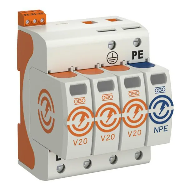 Ylijännitesuojat OBO Bettermann V20-3+NPE+FS-280. T2. 3L+N+PE