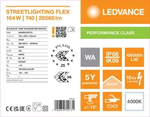 Katuvalaisin Ledvance Streetlight Flex - KATUVALAISIN STREETLIGHT FLEX SL FLEX 164W 740 RV25ST 27KLM