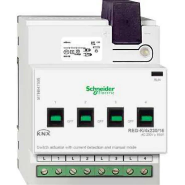 Lähtöyksikkö KNX Schneider Electric SpaceLogic KNX KYTKIN TOIM.L. K4X230/16A V.M