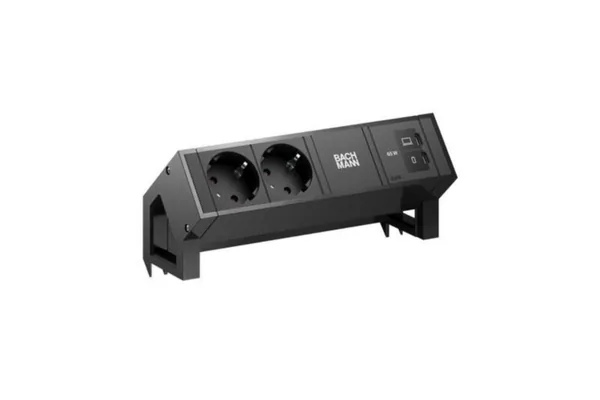 Pistorasiapaneelit DESK 2 Bachmann 2X PR +USB C/C 65W MUS