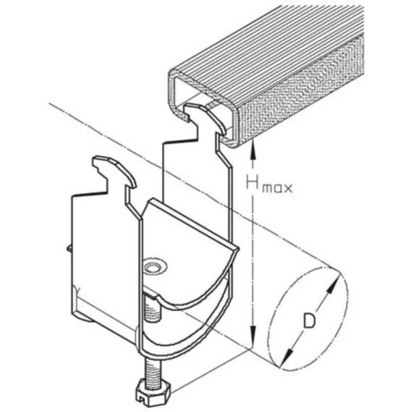 Kaarikiinnike PUK C-profiili K56HB Ø52-56/HMAX=94MM AL