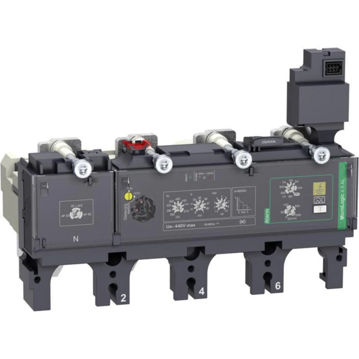 Kompaktikatkaisijan suojarele Schneider Electric ComPactT MicroLogic 4P 4.3 VIGI HÄ 400A