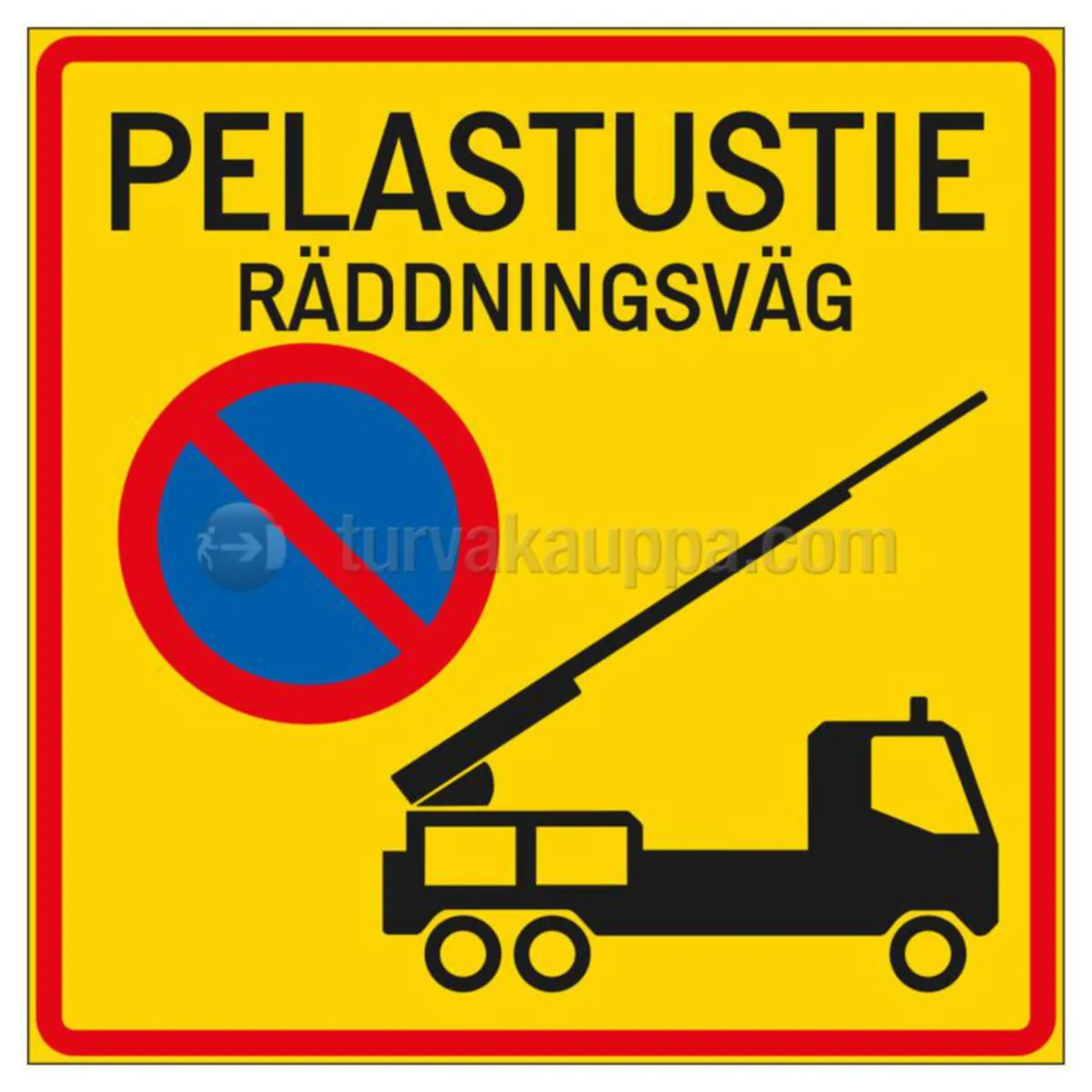 Merkintäkilpi ST alumiini PELASTUSTIE FI/SE 600x600 ALU
